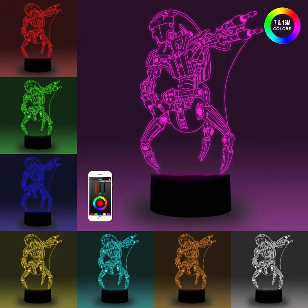 NiteApps 3D Звездные войны дроидека эсминец Droid ночник настольная лампа иллюзия Лампа подарок на день рождения приложение/сенсорный контроль