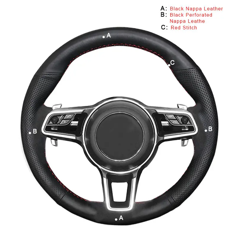Top Layer Leather Автомобильная Оплетка на руль для Porsche Macan Cayenne DIY Авто Чехлы для колес аксессуары для салона автомобиля-Стайлинг - Название цвета: Top Layer Leather