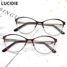 LUCIDIE новые женские очки, оправа кошачий глаз, металлические очки против синего излучения, компьютерные очки, оптические очки по рецепту