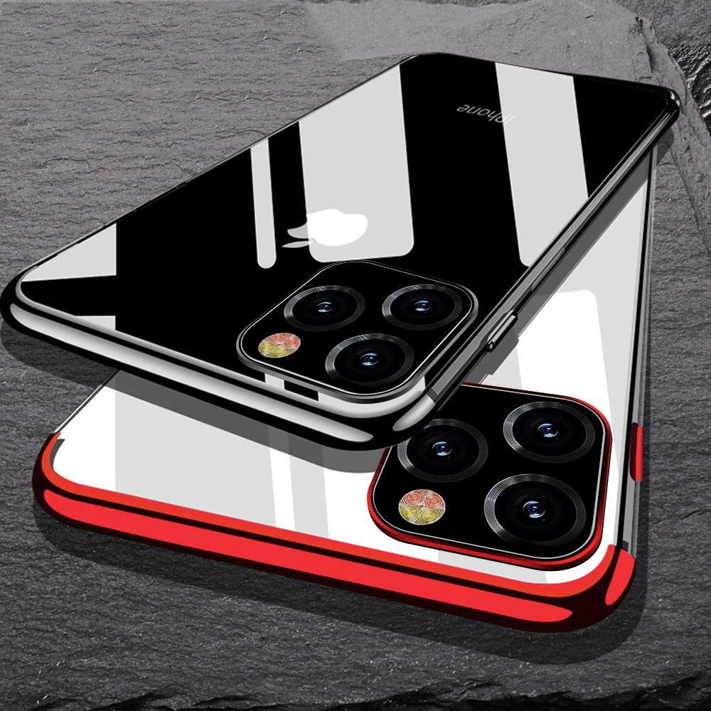 

For Apple iPhone 11 Case Cover Transparent Ultra-thin Plating TPU Soft Silicone Back Cover For iPhone11 Pro Max Case Phone Coque