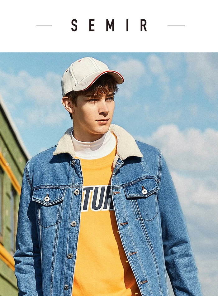 Semir плюс Вельветовая джинсовая куртка мужская весна и осень модная утолщенная Мужская Корейская трендовая джинсовая одежда имитация овечьей шерсти