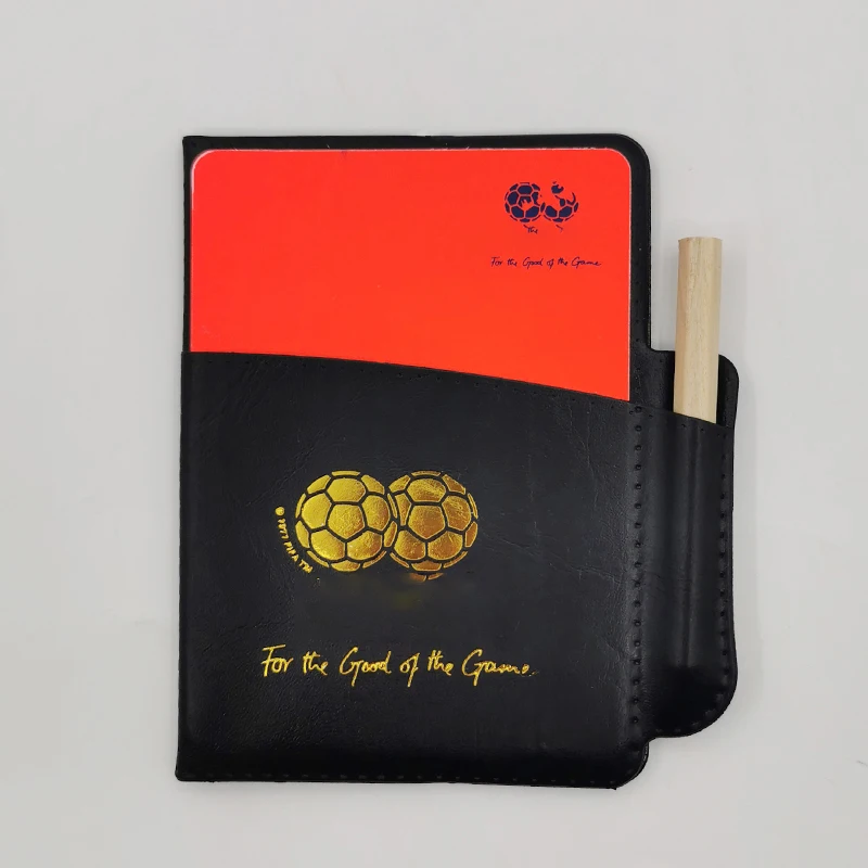 30pcs PU Leather Soccer referee cards with pencel book Fair Play match referee equipment Red And Yellow Card With Pencil