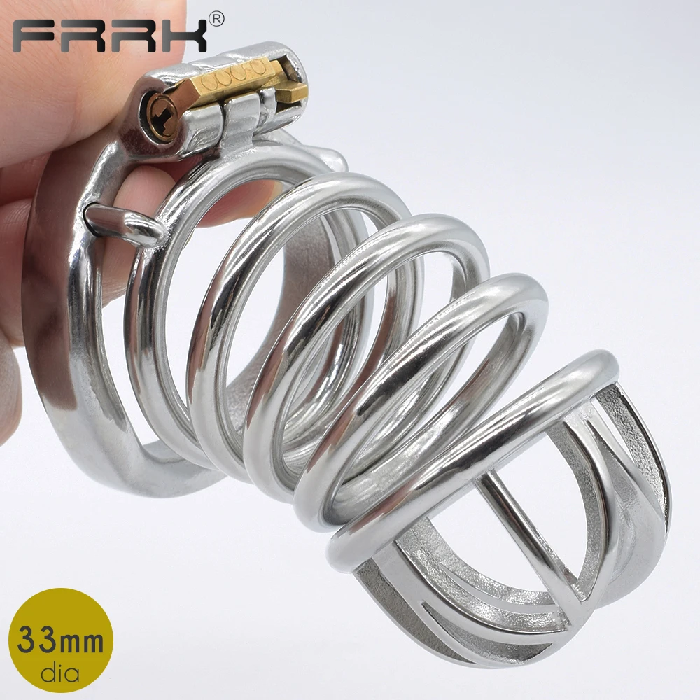 FRRK Cage à bite longue en métal pour hommes, dispositif