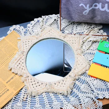 

Bohemia Style Hanging Wall Mirror with Macrame Home Decoration Livingroom Bedroom Corridor VJ-Drop