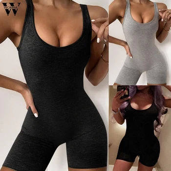 

Womail jumpsuit women Sport Bodycon Fitness Rompers Women Jumpsuit Short Playsuit women Summer Sleeveless Workout Gym Run club