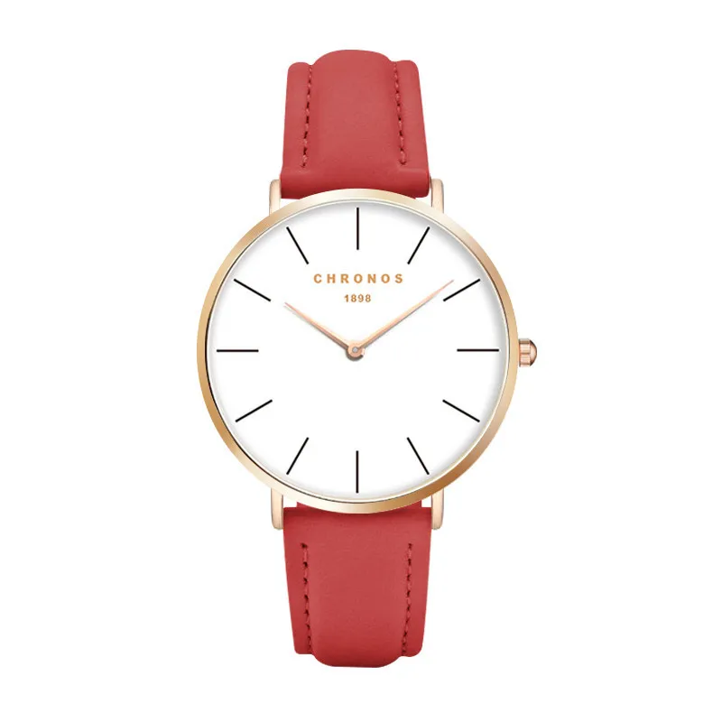 Chronos брендовые модные женские часы Простой стиль часы кожаный ремешок женские часы кварцевые наручные часы relojes para mujer - Цвет: 5