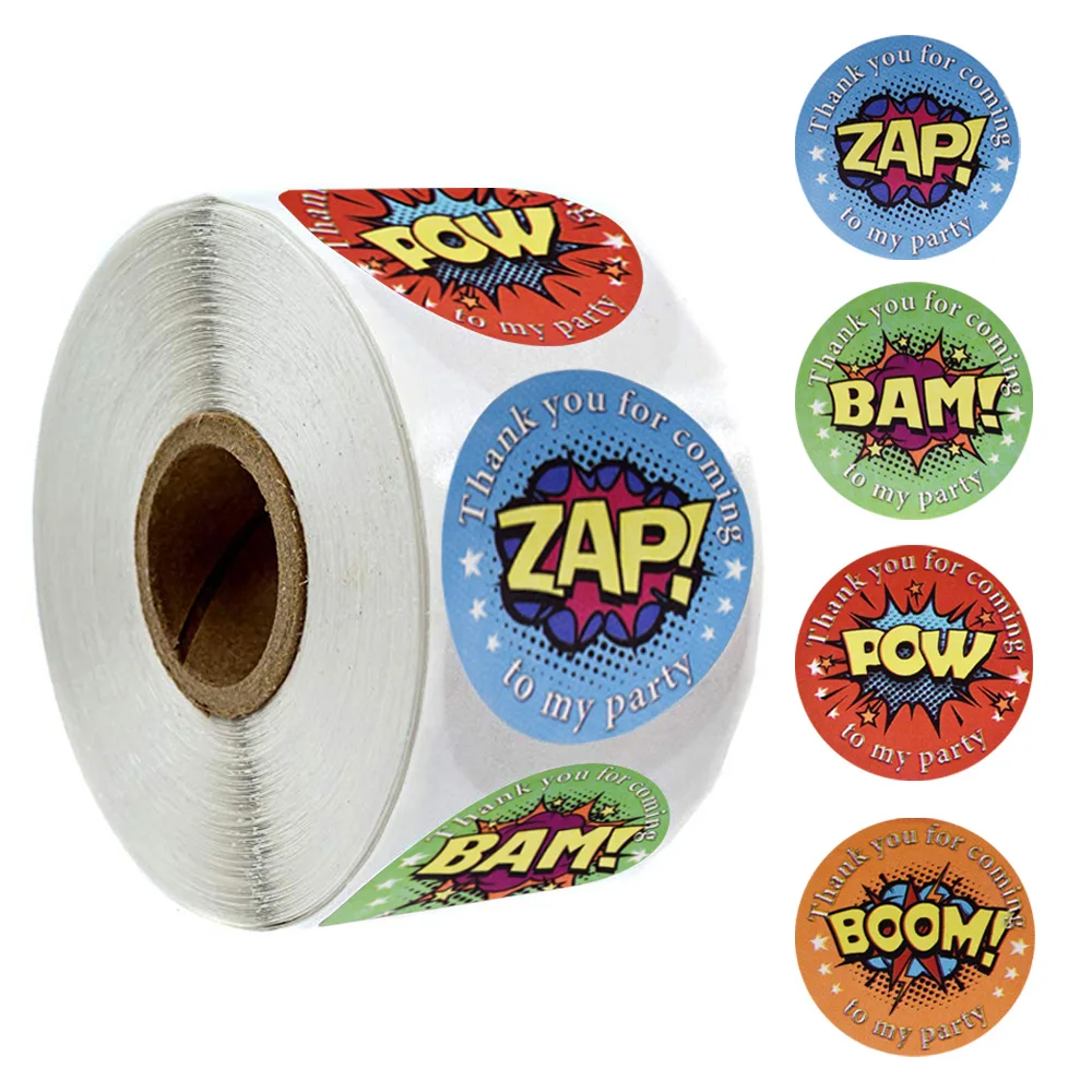 

500 pcs / roll 4 styles Thank you for participating in my party stickers are perfect for party box bag sealed stationery sticker