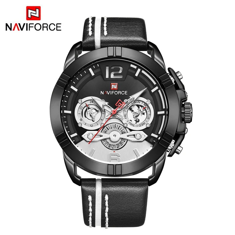 Black White NAVIFORCE, новинка, мужские часы, Топ бренд, роскошные, военные, спортивные, кварцевые часы, мужские, s, водонепроницаемые, наручные часы, Relogio Masculino - Цвет: Black White