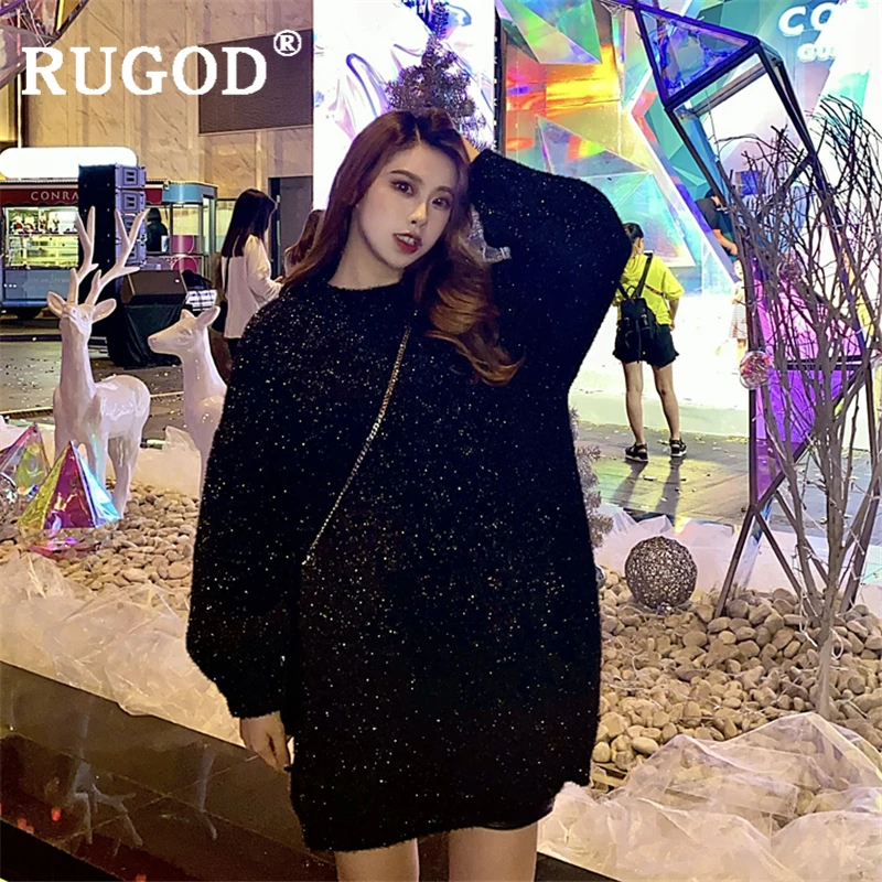 RUGOD, зимний теплый женский свитер, новинка, корейский фонарь, без рукавов, средней длины, ВЯЗАННЫЙ ПУЛОВЕР, Повседневный, ins, утолщенный, шикарный свитер