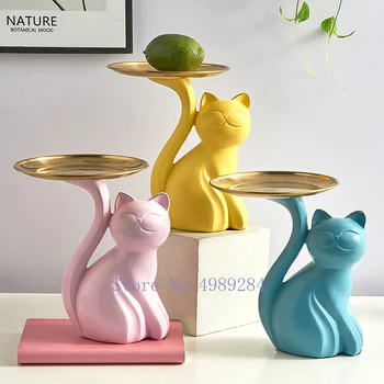 

CREATIVE RESIN TRAY CAT SIMULATED ANIMAL STORAGE TRAY DESKTOP STORAGE ORGANIZATION FRUIT JEWELRY MODERN HOME DECORATION LUCKY