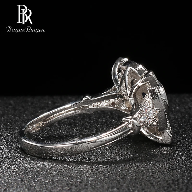 Bague Ringen, геометрическое серебро, 925, ювелирное изделие, тонкое кольцо с камнями для женщин, квадратный Сапфир, роскошный свадебный подарок, размер 6, 7,8, 9,10