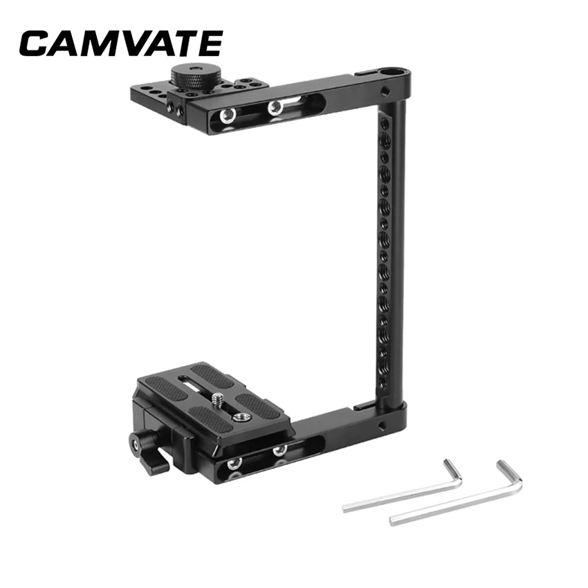 

CAMVATE Simple Half Cage Rig With Manfrotto Quick Release Baseplate 1/4"-20 Mounting Stud For DSLR Cameras C2277