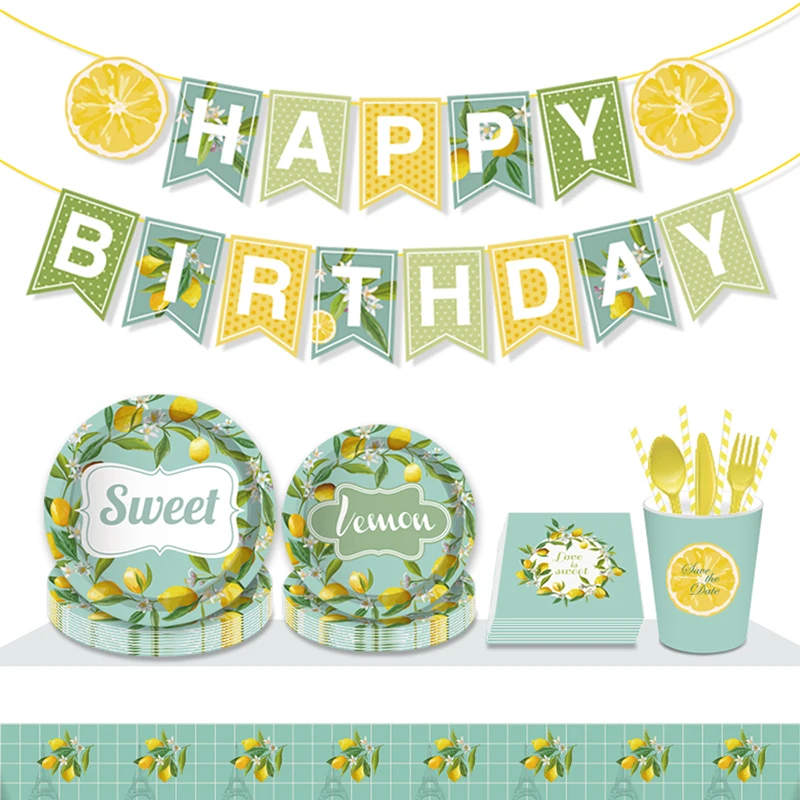 12 pcs yellow green lemon pink turquoise stripe paper straw birthday party baby shower gender reveal birthday boy girl lemonade party
