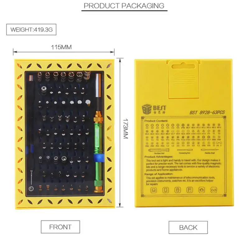BST-8928 63 в 1 профессиональные инструменты для ремонта комплект многофункциональная Прецизионная отвертка Набор для iPhone Mac ноутбук