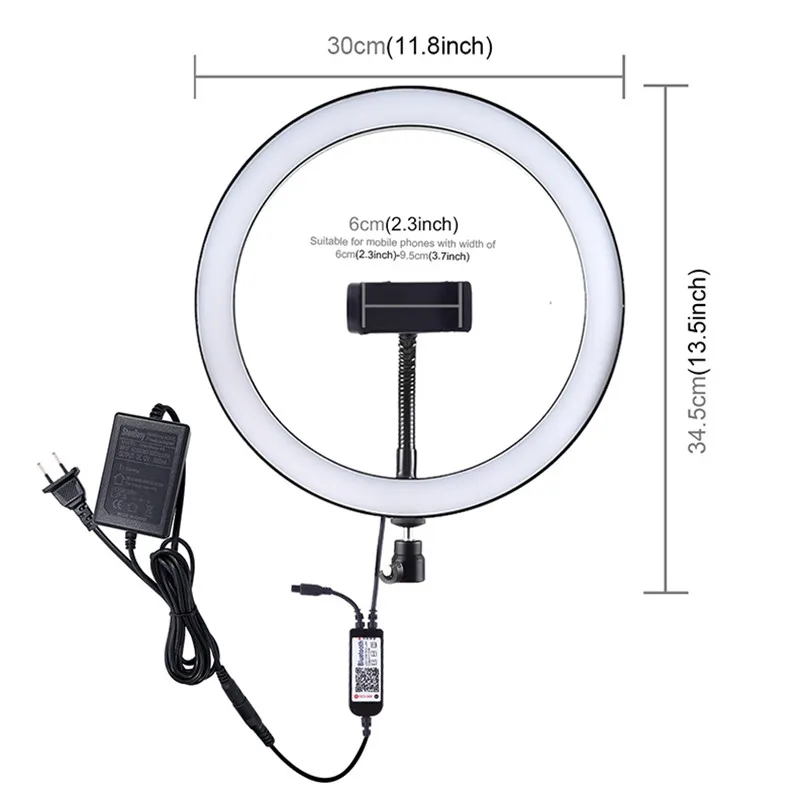 Светодиодный кольцевой светильник для селфи с регулируемой яркостью ", настраиваемый RGB Радужный живой макияж, улучшенная фотография для смартфона