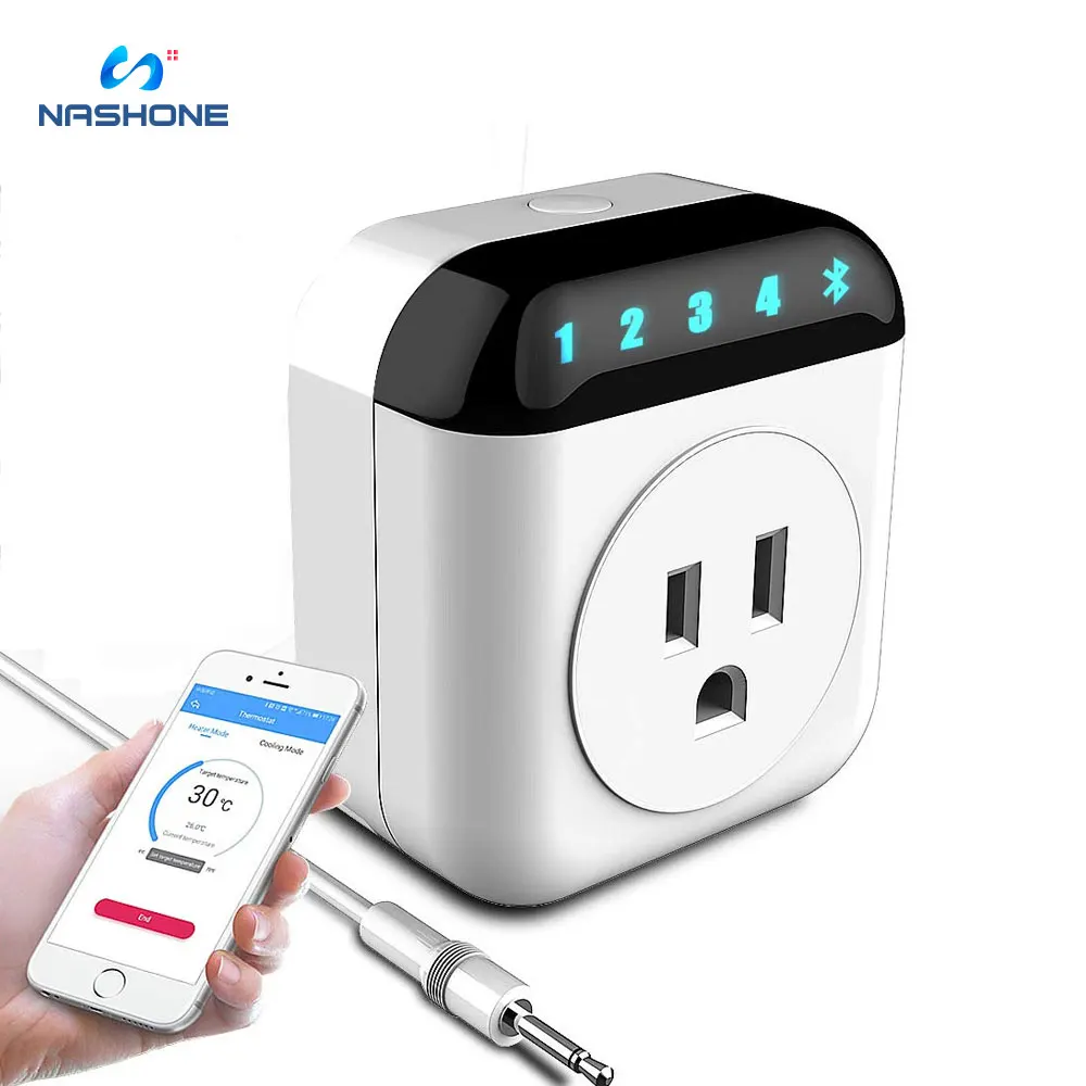 

Nashone Digital Temperature Controller Heat & Cool Bluetooth Plug App Remote Control Socket Thermostat Timing Countdown Function