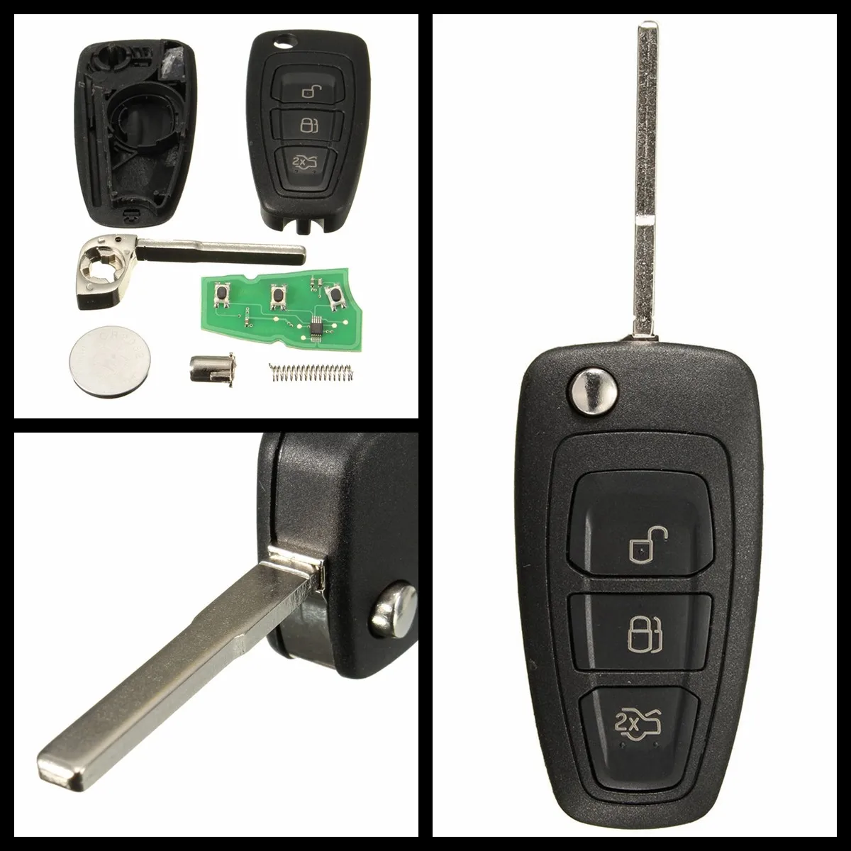 

Hot Sale 433Mhz 3 Buttons Car key Remote Folding Flip Key Case Fob with 4D63 Chip 4D60 chip for Ford Focus for Mondeo