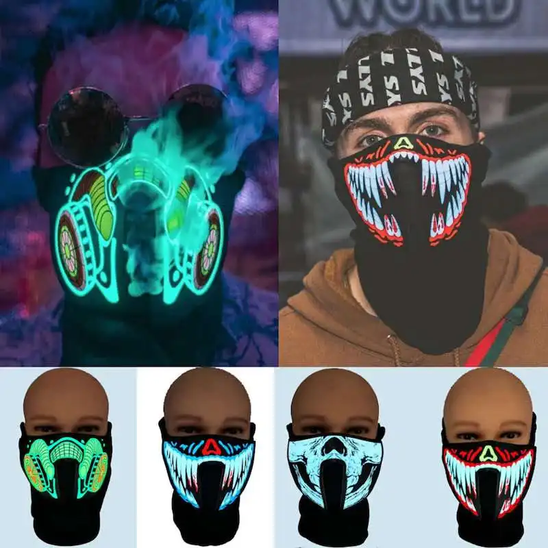 

Wire LED Luminous Flashing Face Mask Party Masks Light Up Dance Halloween Cosplay Easter Rave Mask Luminous Costume