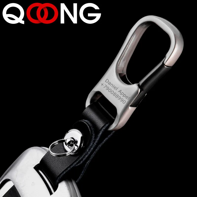 

QOONG Genuine Leather Key Smart Wallet DIY Car Keychain EDC Pocket Key Holder Keys Organizer Customized Key Chain Keyring Y52