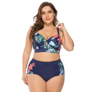 

High Waist Swimwear 2020 New Floral Print Swimsuit Women Sexy Push Up Bikinis Set Summer Beach Wear Swim Suit Plus Size XL-4XL