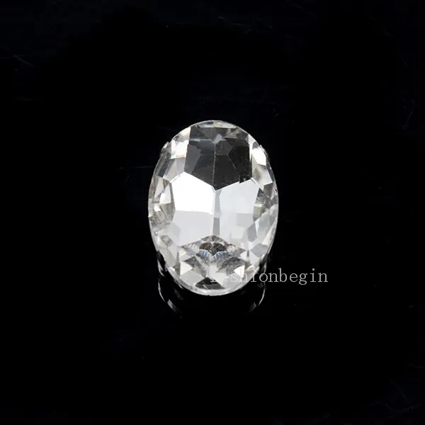 clear 9p 18x25 мм овальная бусина для изготовления украшений из хрустального стекла для пошива камня FlatBack пришивные стразы серебряное дно DIY ремесло свадебное платье - Цвет: clear