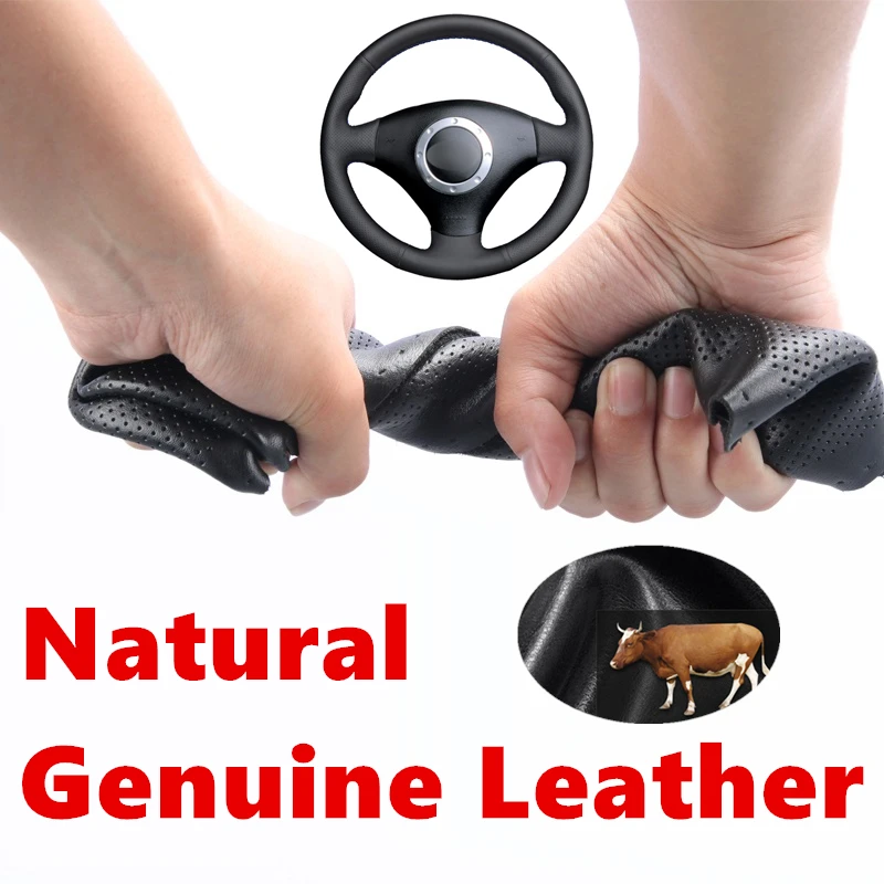

Hand stitched Genuine Calfskin Leather Steering Wheel Cover for Audi A3 2000-2003 A4 2003-2005 RS 6 2003 S4 2004-2006 TT 2001