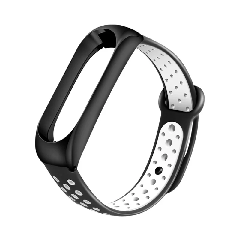 B black with white BOORUI mi Группа 4 металлической застежкой Нержавеющая сталь пояс из материала для Xiaomi mi группа 4 3 силиконовый двойной Цвет Correa mi band 3 ремень - Цвет: B black with white