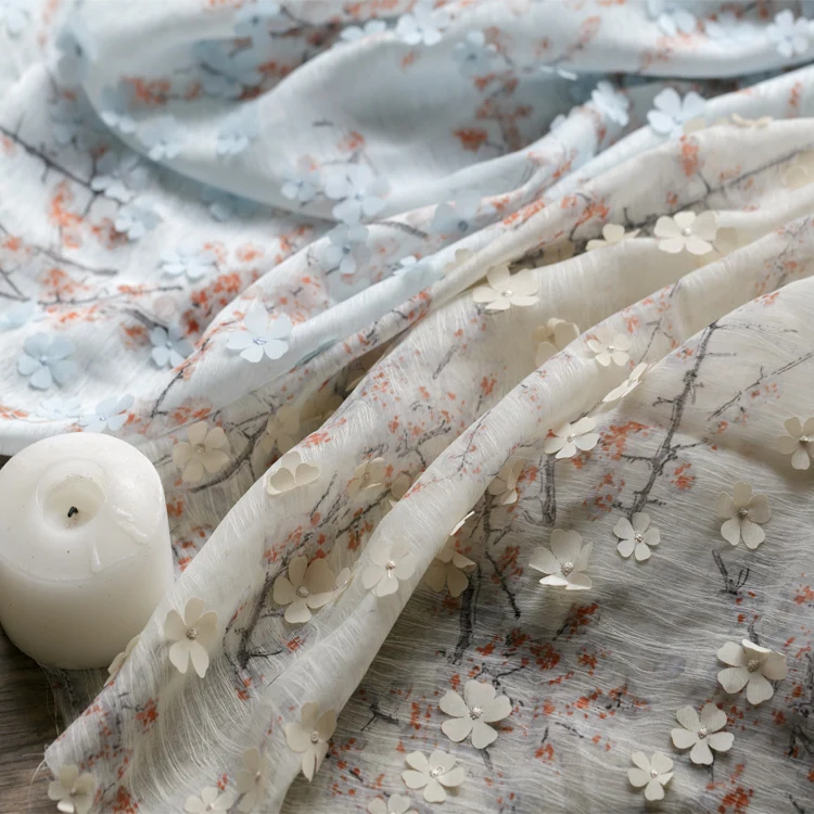 Трехмерная вышивка ногтей бисером лоскутное двухслойная мягкая пряжа ткань Cheongsam костюм ручной работы DIY материал