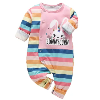 

Newborn Baby Boy Clothes Infant Romper Long Sleeve Rabbit Rainbow Print Cute Baby Girl Rompers Jumpsuit Pajamas Baby Clothing
