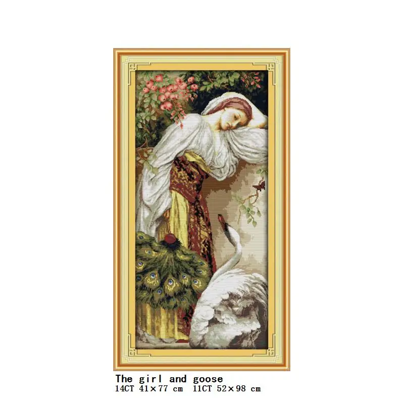 Garden picking the flower and smelling flower girl series count and stamping cross stitch 14CT11CT embroidery kit needlework kit cross stitch kit peony embroidery kit
