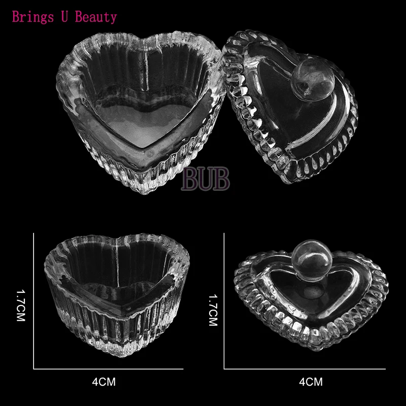 Маленький размер сладкое сердце стекло Кристалл акриловая жидкость блюдо Dappen Блюдо стеклянная чашка w Крышка Чаша для акрилового порошка мономер инструмент для ногтей