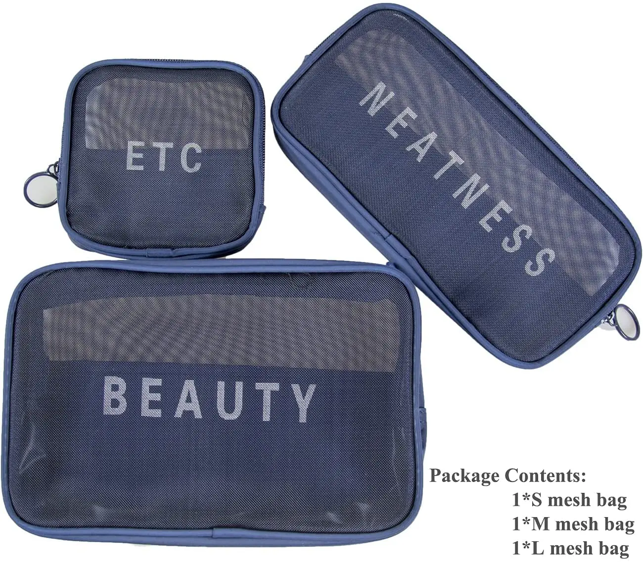 3 Pieces Mesh Cosmetic Bag Mesh Makeup Bags Mesh Zipper Pouch for