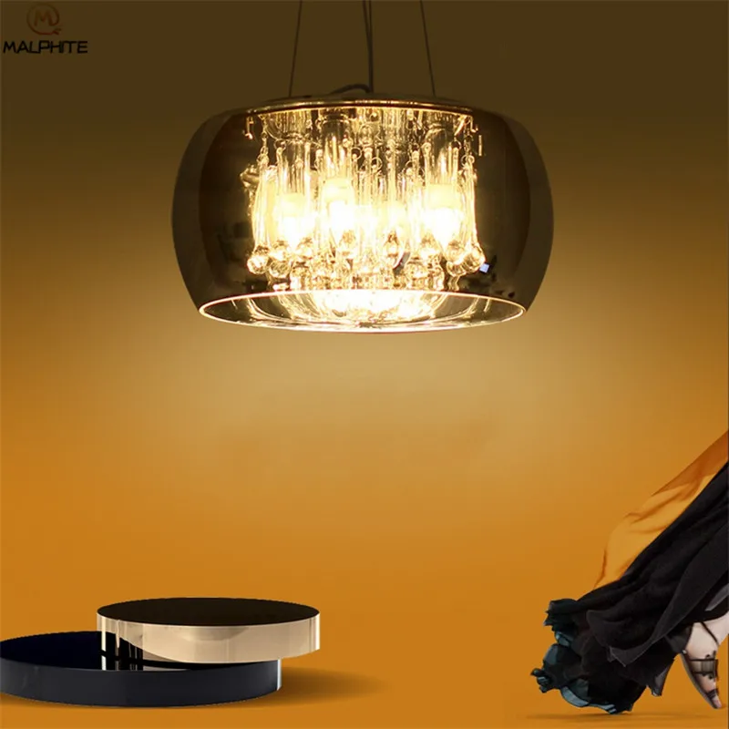 Billige Moderne glanz Kristall FÜHRTE kronleuchter lichter Glas Schatten Leuchte hängenden kronleuchter beleuchtung Industrielle dekor Leuchten