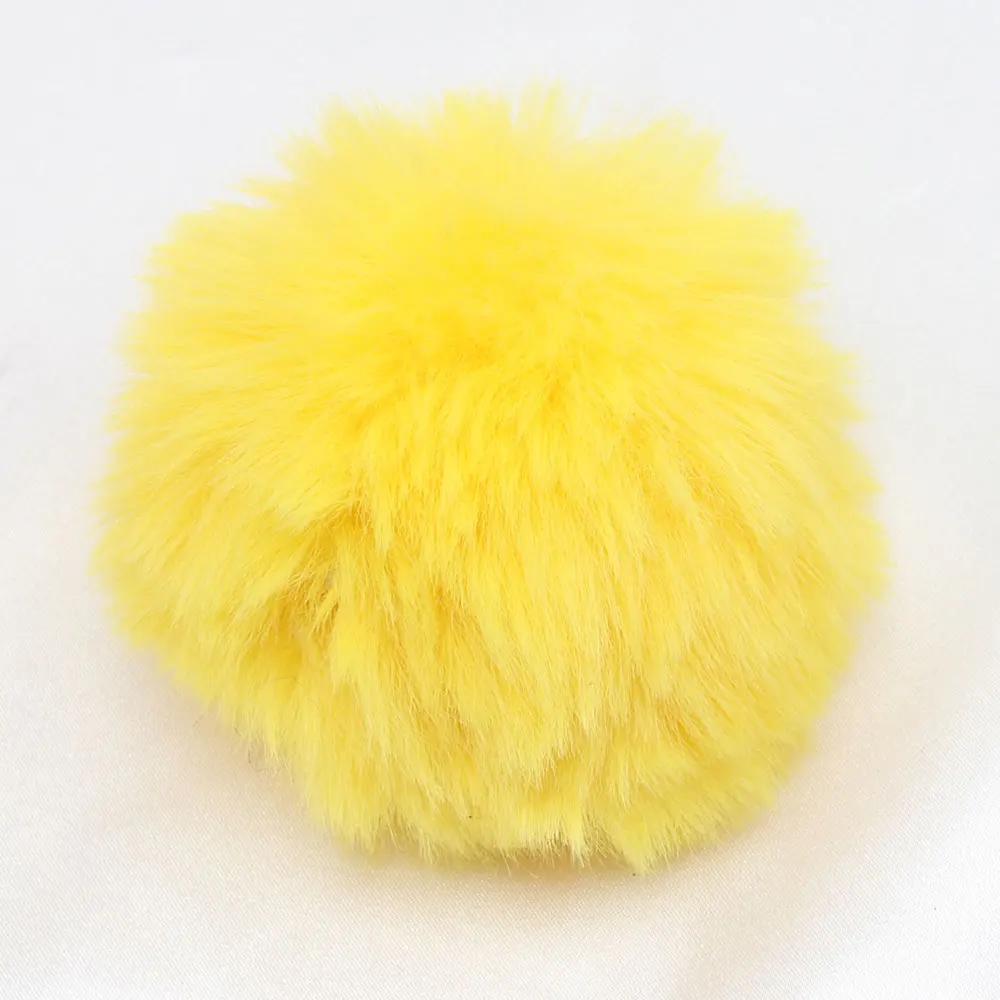 yellow IBOWS 5 шт. помпон из меха кролика мяч многоцветные шар для DIY очаровательный брелок на сумку вязаная шапка аксессуары для волос украшения ремесла - Цвет: yellow