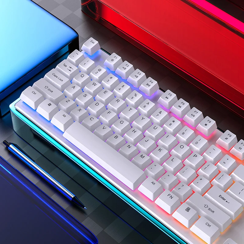 RGB клавиатура с смешанной подсветкой плавающие клавиши USB Проводная игровая 104