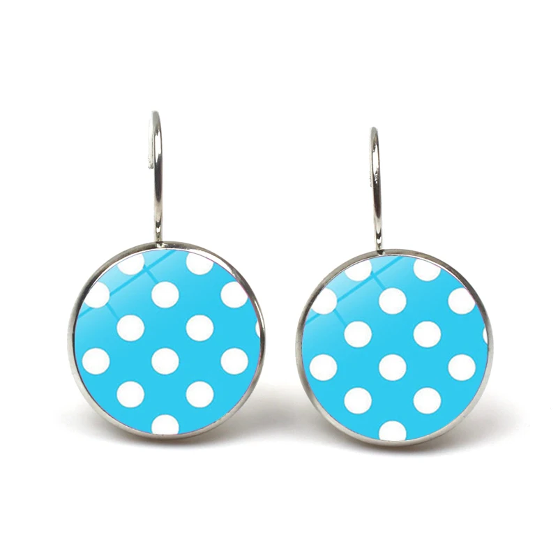 8 Color Wave Point Round Glass Cabochon Earring Jewelry Fashion Earrings Women Gift Bohemia Women's Colorful Wholesale | Украшения и