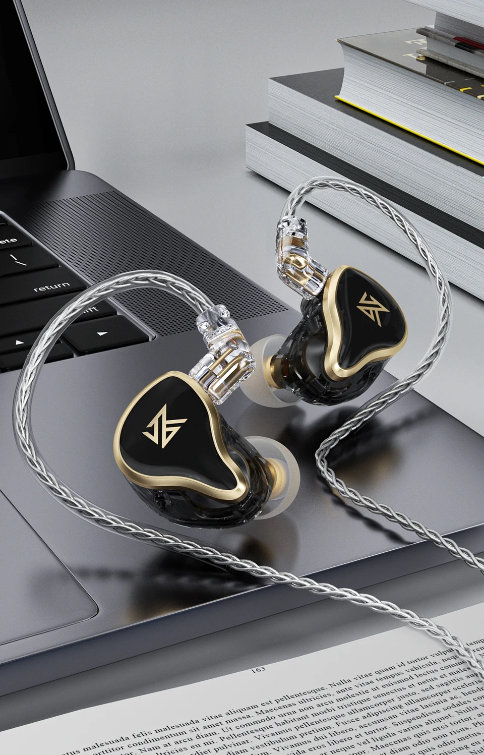 KZ ZAS 16-Unit Hybrid Technology Wired Earphones In-Ear HIFI Noise Reduction Earplug 8 Core Wire Headphones With Microphone