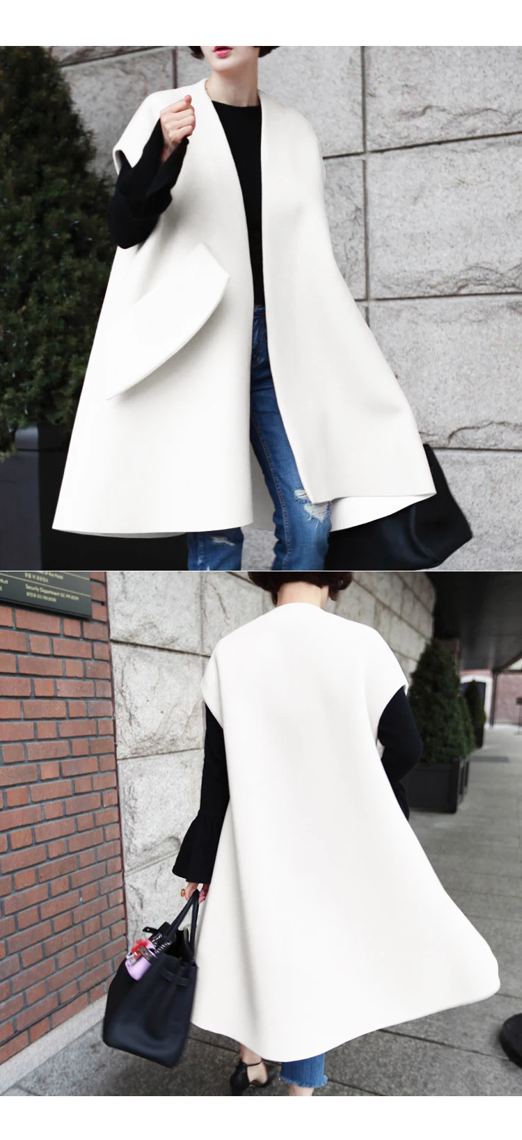 Модная весенняя Новая модная повседневная женская куртка, свободное шерстяное пальто без рукавов с большим карманом TC172