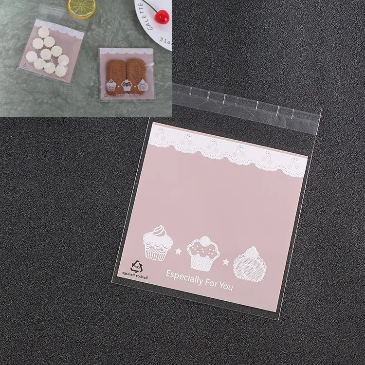 LBSISI Life 100 шт 10*10+ 3 см мешки для печенья, конфет для дома Рождество свадебное украшение самоклеящаяся пластиковая упаковка для пищевых продуктов полипропиленовый подарочный пакет - Цвет: Pink And Ice