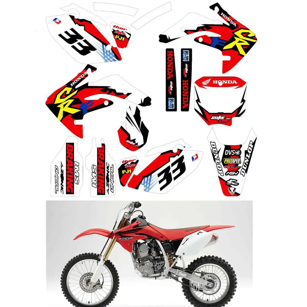 

For HONDA CRF150 2007 2008 2009 2010 2011 2012 2013 2014 Customized Number Graphics Backgrounds Stickers Kit Decal