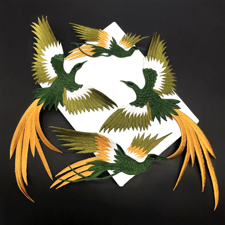 1Set/4Pcs Phoenix Applique Clothing Embroidery Patch Fabric Sticker Iron On Patch Craft Sewing