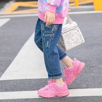 

Girls Carton Jeans Teenage Fashion Autumn Pants 2020 Loose Long Trousers for size 8 9 10 11 12 years