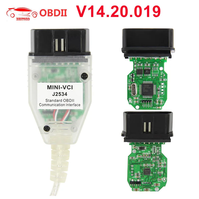 Для TOYOTA MINI VCI J2534 V14.20.019 интерфейс ТИС Techstream FTDI FT232RQ чип MINIVCI J2534 OBD2 Диагностический кабель