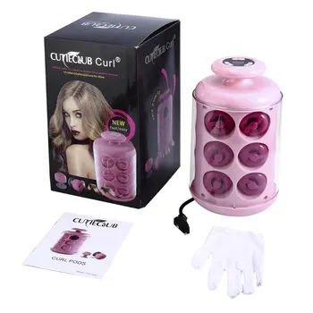 

12 Rolls Pea Curler Personal Electric Hair Curler Silicone Automatic Rollers Clipless Rollers Convenient Fast Heat Pink