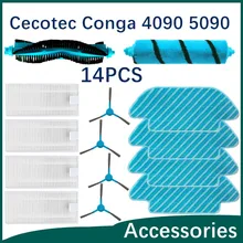 For Cecotec Conga 4090 5090 Roller Soft Brush Hepa Filter Mop Cloth Side brush Replacement Robotic Vacuum Cleaner Spare Parts