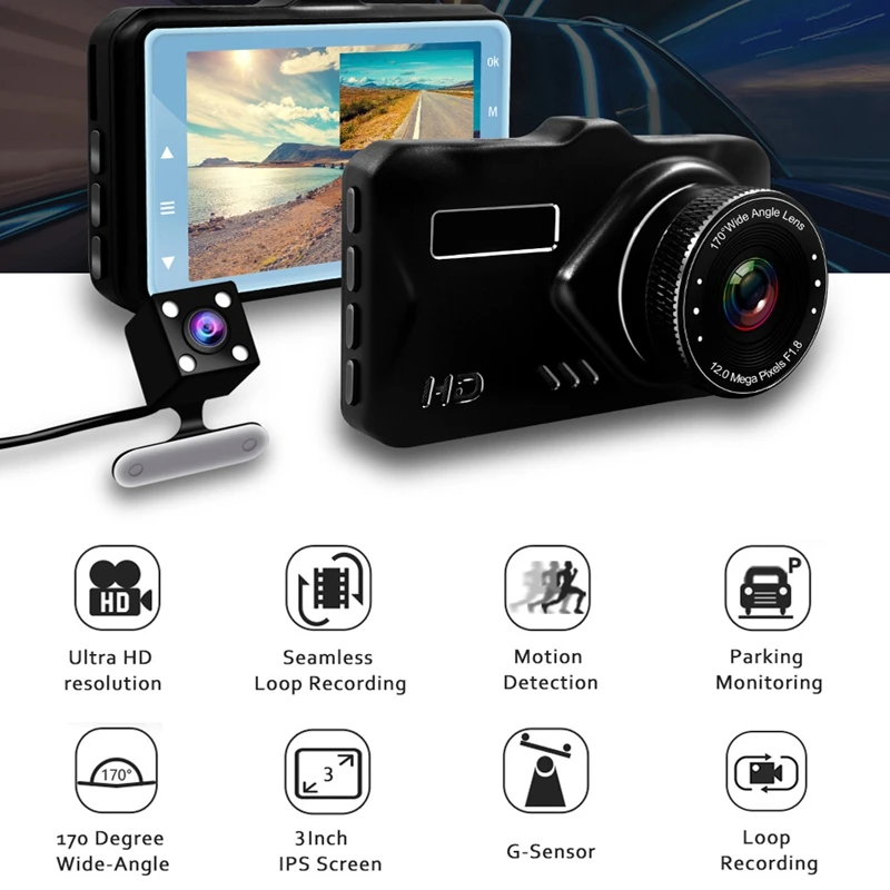 1080P 3 дюймов Fhd Камера Cam Регистраторы видеорегистратор для приборной панели Камера цикл Запись, режимом ночной съемки, g-сенсором и Сенсор Sprint Камера с 4 светодиодных Камера