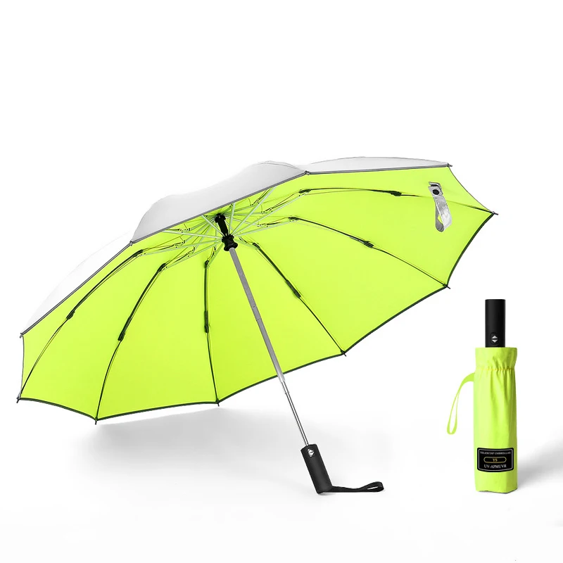 Fully Automatic Umbrella Reverse Sunscreen Silver Parasol Uv Protection Umbrella Windproof Man Woman Waterproof for Sunny