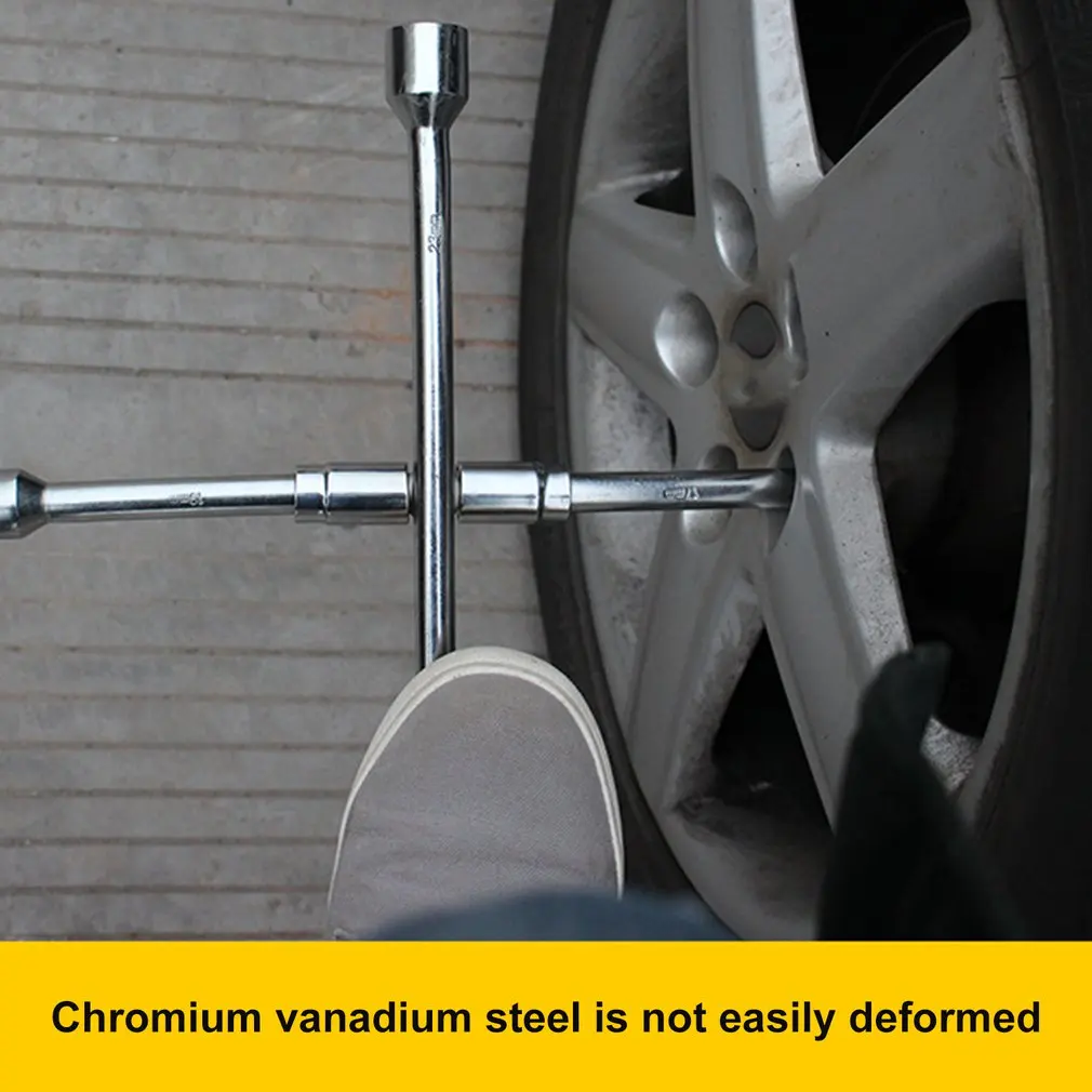 Folding Cross Wrench Car Wheel Repair Tool Auto Socket Spanner 17,19,21,23 Stowable Adjustable Portable Nut Tire Lug Tool
