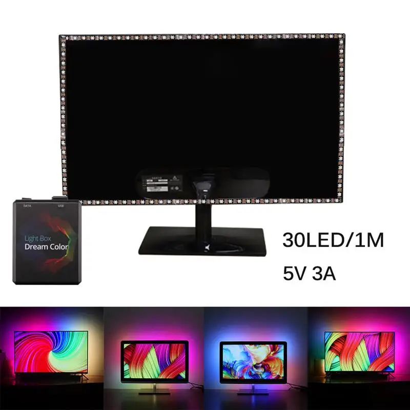 DIY Ambilight ТВ ПК Мечта Экран USB Светодиодные ленты hdtv-компьютер монитор Подсветка Светодиодные ленты 2/3/4/5 м полный набор - Испускаемый цвет: changeable