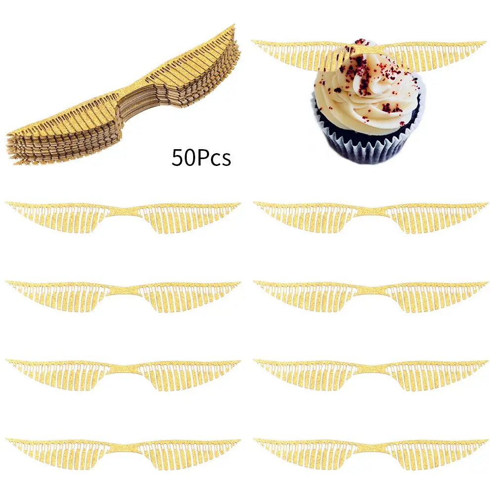 Birthday Wizard Decoration Wings Chocolate Decoration Hollowed Wings Cupcake Toppers Wafer Gold Cake Decor